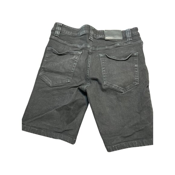 Only & Sons Mens Black Denim Slim Fit Jean Shorts Bermuda Button Fly Size 28 - Picture 3 of 7